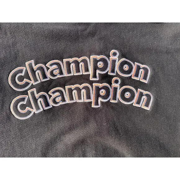 Champion Sweatshirt Women Size Small Black Reverse Weave Embroidered Hooded Crop - Picture 3 of 5